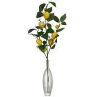 Kunstbloem citrusfruit tak citroen - 87 cm - geel - losse steel - Kunst zijdebloemen