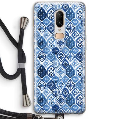 Blauw motief: OnePlus 6 Transparant Hoesje met koord