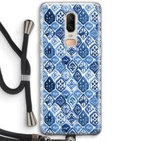 Blauw motief: OnePlus 6 Transparant Hoesje met koord