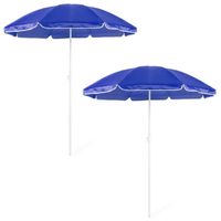 2x Blauwe strand parasols van nylon 150 cm - thumbnail