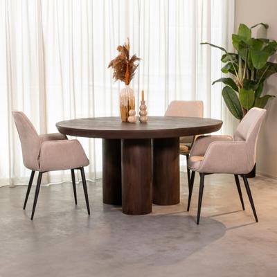 LABEL51 Ronde Eettafel 'Olly' Espresso Mangohout, 150cm