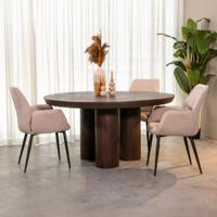 LABEL51 Ronde Eettafel 'Olly' Espresso Mangohout, 150cm