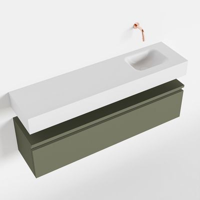 Toiletmeubel Mondiaz Andor | 120 cm | Meubelkleur Army | Lex vrijhangend wastafel Talc Rechts | Zonder kraangat