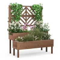 Bloembak met Latwerk van Dennenhout Plantenbak voor Klimplanten Verhoogd Bed Drainagegat Bloembak voor Binnenplaats Balkon