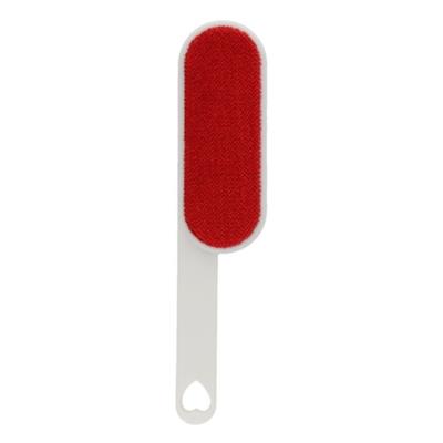 Gerimport Kledingborstel - L25 cm - wit/rood - pluizenborstel - inklapbaar