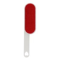 Gerimport Kledingborstel - L25 cm - wit/rood - pluizenborstel - inklapbaar