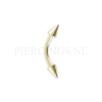Banana 1.2 mm 8 mm goud 14 karaat spike