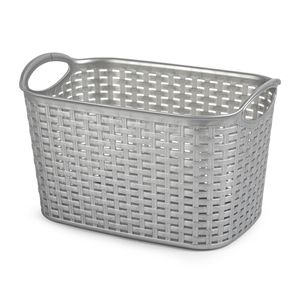 Opbergmand/kastmandje - 19 liter - zilver - kunststof - 29 x 39 x 25 cm