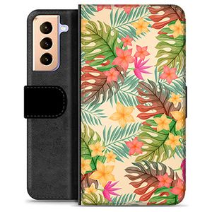 Samsung Galaxy S21+ 5G Premium Wallet Hoesje - Roze Bloemen