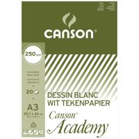 Canson tekenpapier Academy, 250 g, ft 29,7 x 42 cm, A3, blok van 20 vel