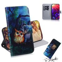 Olieverf uil patroon gekleurde tekening horizontale Flip lederen case voor Huawei Honor View 20 met houder & card slots & portemonnee