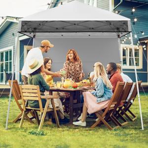 Paviljoen 2 x 2 m Pop-up Vouwpaviljoen Hoogteverstelbaar met Zijwand & Bodemhaak Waterdicht Tuinpaviljoen voor Tuinfeest Wit
