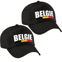 2x stuks belgie landen pet/baseball cap zwart volwassenen - thumbnail