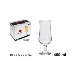 Alessandro Bierglazen Cerveza - 6x - voetglas - 400 ml - 7,5 x 19 cm - bierglas