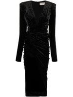 Alexandre Vauthier draped asymmetric velour dress - Noir