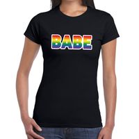 Babe gay pride t-shirt zwart voor dames - thumbnail