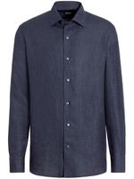 Zegna chemise en lin à manches longues - Bleu