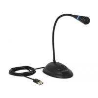 Delock 65871 USB-microfoon Zwanenhals Zendmethode:USB, Kabelgebonden Incl. kabel, Voet USB USB, Kabelgebonden Zwart