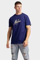 Malelions Essentials T-Shirt Heren Donkerblauw/Beige - Maat XS - Kleur: Blauw | Soccerfanshop