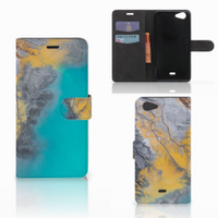 Wiko Pulp Fab 4G Bookcase Marble Blue Gold - thumbnail