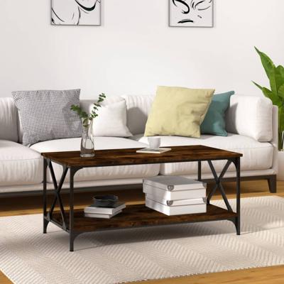Salontafel 100x50x45 cm bewerkt hout en ijzer gerookt eiken
