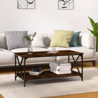 Salontafel 100x50x45 cm bewerkt hout en ijzer gerookt eiken