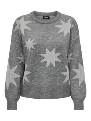 Only Onlrosie Ls O-neck Glitter Knt 15328250 Trui Medium Grey Melange Silver Glitter