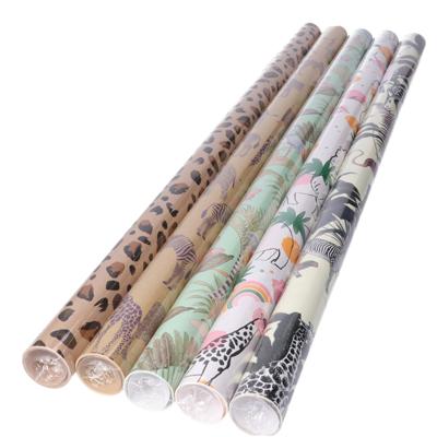 Rollen inpakpapier/cadeaupapier - 5x stuks - feest/verjaardag - 200 x 70 cm - papier - safari prints