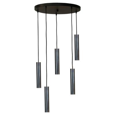 Masterlight HanglampRun 5-lichts gunmetal cilinders - 2382-05-66-50-5