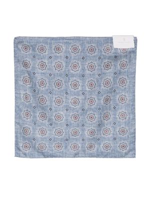 Brunello Cucinelli mouchoir de poche en soie à fleurs - Bleu