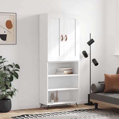 Hoge kast 69,5x34x180 cm bewerkt hout wit
