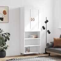 Hoge kast 69,5x34x180 cm bewerkt hout wit