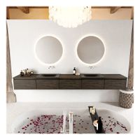 Mondiaz Bukla 300cm badmeubel met module 60 kleur dark brown met 5 lades en wastafel dubbel zonder kraangat kleur urban
