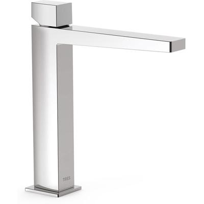 Wastafelkraan Tres Slim | Opbouw | Mengkraan | Hoog model | 1-knop | Vierkant | Chroom