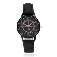 LGT klassiek herenhorloge met zwarte leren band en zwarte wijzerplaat LGT klassiek herenhorloge met zwarte leren band en zwarte wijzerplaat