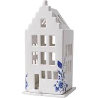 Heinen Delfts Blauw Waxinelichthouder 'Huis Trapgevel' Blauw