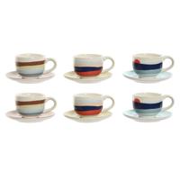 Set van koffiekopjes Home ESPRIT Geel Blauw Groen Lila Metaal Dolomite 180 ml