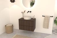 Donker Eiken Badkamermeubel Nila 80 cm - Ribbels met Softclose Lades