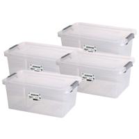 Urban Living Opberg box - 4x - 20 liter - 32 x 48 x 32cm - met deksel en clips - waterdicht