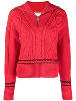 Marine Serre pull en maille torsadée à col zippé - Rouge