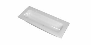 INK Reflekt polystone wastafel met 2 kraangaten 100 x 40 x 1,5 cm, glanzend wit