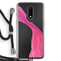 Paarse stroom: OnePlus 7 Transparant Hoesje met koord