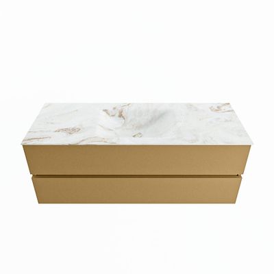 MONDIAZ VICA-DLUX 130cm badmeubel onderkast Oro 2 lades. Inbouw wastafel CLOUD midden zonder kraangat, kleur Frappe.