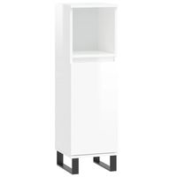 The Living Store Badkaast - - Kast - 30x30x100 cm - Hoogglans wit