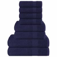 VidaXL 8-delige handdoekenset 360 g/m² 100% katoen marineblauw