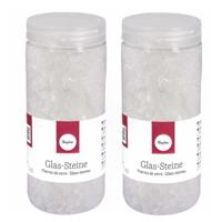Rayher decoratie steentjes - 2x potje - glas - transparant - 475 ml - bloempotten/vazen