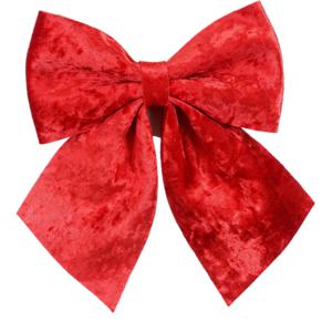 Decoratie strik ornament - rood - 20 x 24 cm - polyester fluweel