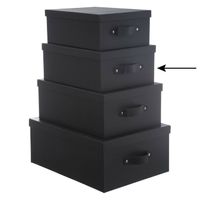 5Five Opbergdoos/box - zwart - L30 x B24 x H12 cm - Stevig karton - Industrialbox - Opbergbox - thumbnail