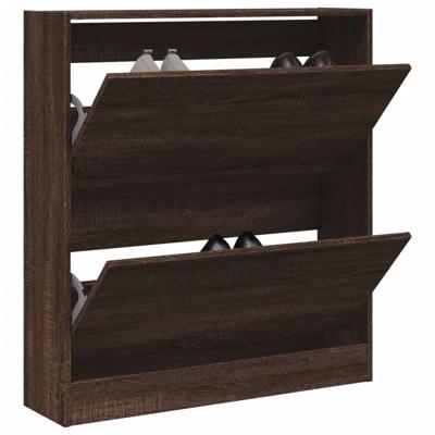 Schoenenkast 80x21x87,5 cm bewerkt hout bruin eikenkleur
