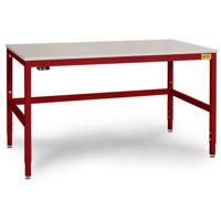 Manuflex LC3083.3003 ESD ESD-werktafel CANTOLAB speciale met rubber schijf, bxdxh = 1750 x 800 x 752-952 mm Robijn-rood - thumbnail